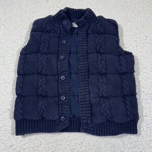 Janie & Jack Cable Knit Puffer Sweater Vest Toddler Unisex Size 3 to 4 yrs Blue